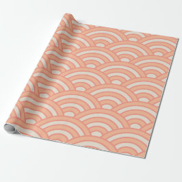 Papel De Presente Peach Fuzz Japonês Ondas Seigaiha