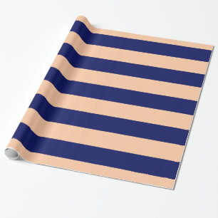 Papel De Presente Peach, Marinho Azul XL Stripes Padrão V