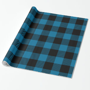 Papel De Presente Peacock Blue Black Hufalo Xadrez de Buffalo Lumber