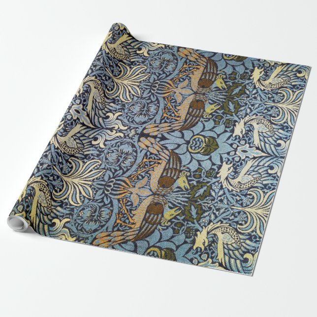 Papel De Presente Peacock e Dragon, William Morris (Desenrolado)