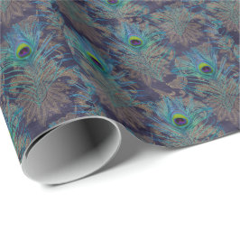Papel De Presente Peacock feather paisley roxo boho