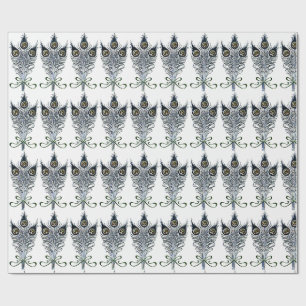 Papel De Presente Peacock Feather Vintage Art Nouveau Design