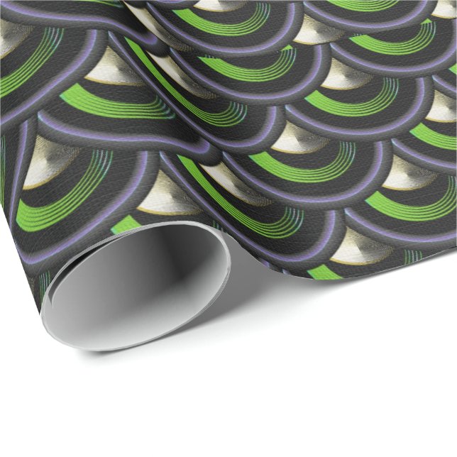 Papel De Presente Peacock Inspirou Scalid Scales Dom Wrap (Ponta do rolo)