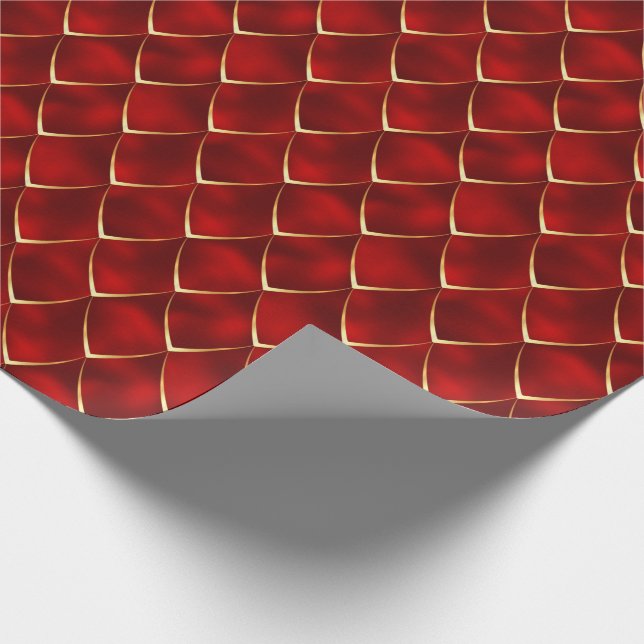 Papel De Presente Pearl Dourado Burgundy Scales do Dragão Smermaid (Ponta)