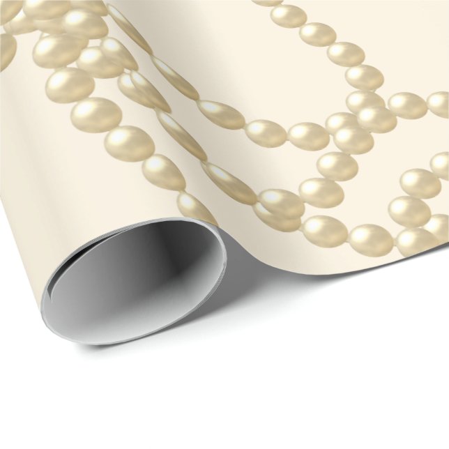 Papel De Presente Pearls Ivory Creamy Bridal Wedthday (Ponta do rolo)