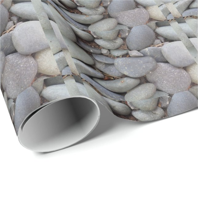 Papel De Presente Pebble Stones Cinza Pedras Pedras Pedras (Ponta do rolo)
