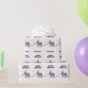 Papel De Presente Peça elefante - Animais em Nome da Festa de anive