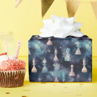 Papel De Presente Peças de Xadrez Nova Galáxia Nebulosa Moderna Espa