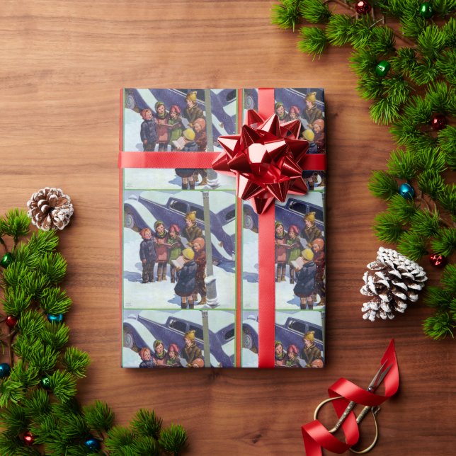 Papel De Presente Pedir esmolas cantando no Natal na Neve (Presente de Natal)