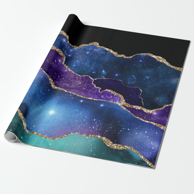 Papel De Presente Pedra Ágata Galáxia (Desenrolado)