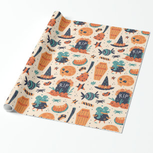 Papel De Presente Pedra e Caldeirão do Halloween 