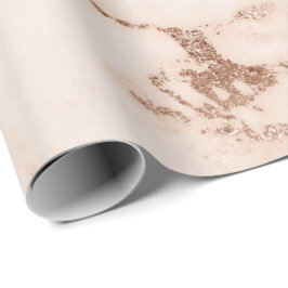 Papel De Presente Pedra Marble da Carrara, Blush de Coral Branco Dou
