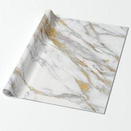 Papel De Presente Pedra Mínima Dourada da Cinza Marble de Carrara Br