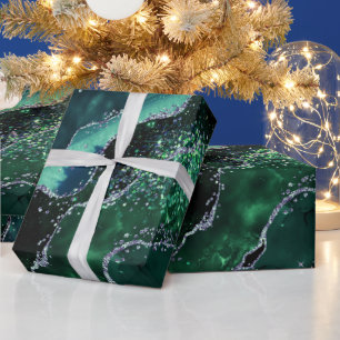 Papel De Presente Pedra Preciosa de Luxo Esmeralda Brilho Ágata