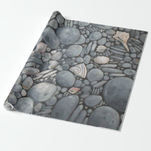 Papel De Presente Pedras de pedras de pedras Black Beach Rocks