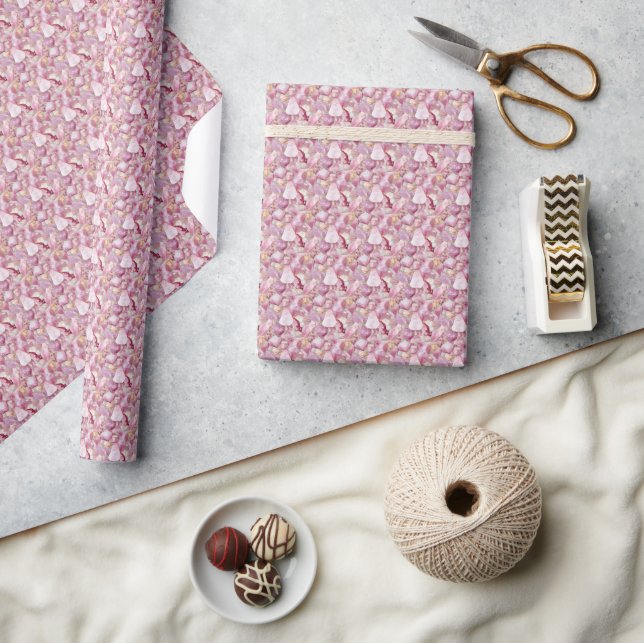 Papel De Presente Pedras Preciosas Rosa (Artesanato)
