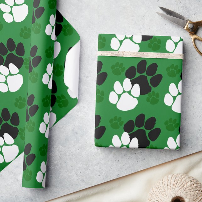 Papel De Presente Pegada de Pata Verde e Preta (Criador carregado)