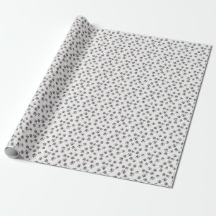 Papel De Presente Pegadas De Pata: Cachorro Monocromo Sem Costura.