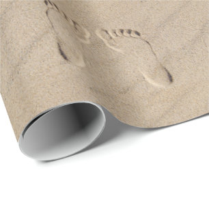 Papel De Presente Pegadas De Pés Negros Na Areia