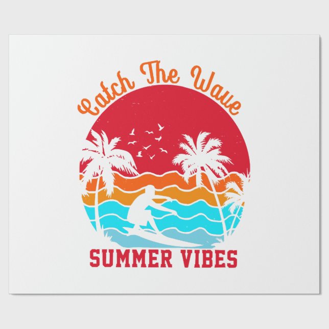 Papel De Presente Pegue a Onda Vibrações de Verão (Aberto)