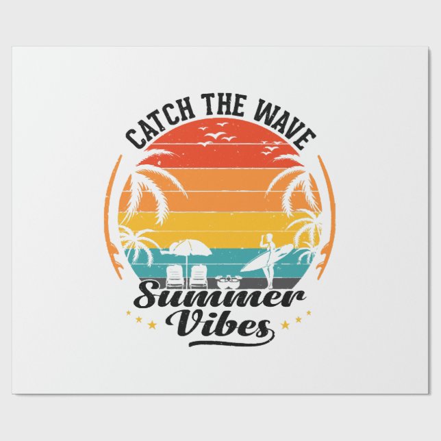 Papel De Presente Pegue a Onda Vibrações de Verão (Aberto)