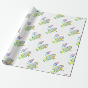 Papel De Presente Peixe com guarda-chuva
