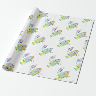 Papel De Presente Peixe com guarda-chuva