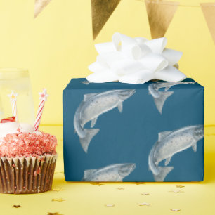 Papel De Presente peixe de azul