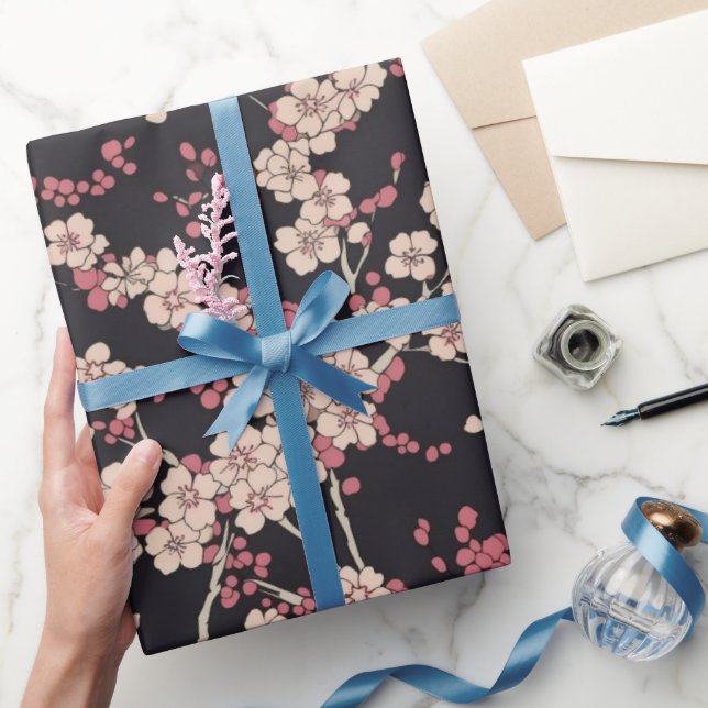 Papel De Presente Peixe Koi Japonês Padrão Sakura (Presentear)