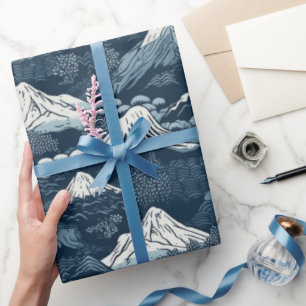 Papel De Presente Peixe Koi Japonês Padrão Sakura