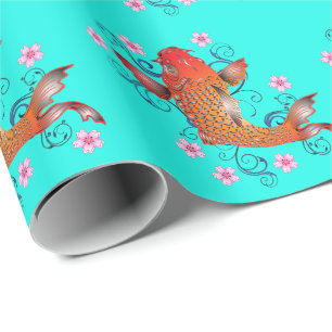 Papel De Presente Peixe-koi, orquídea-laranja-oriental