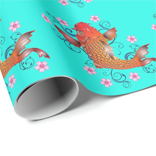 Papel De Presente Peixe-koi, orquídea-laranja-oriental (Ponta do rolo)