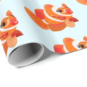 Papel De Presente Peixe Laranja Pequeno - Escolher / Adicionar Cor /