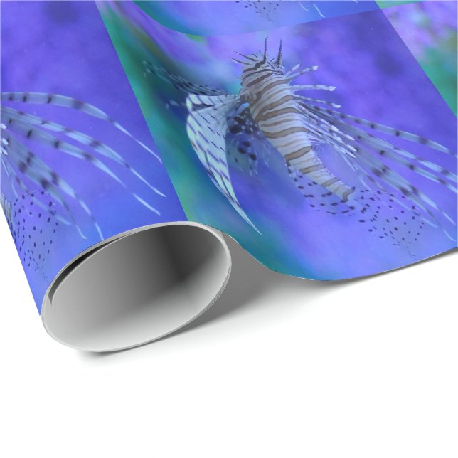 Papel De Presente Peixe-Leão-Aquário Peixe-Púrpura Pterois Zebrafish (Ponta do rolo)
