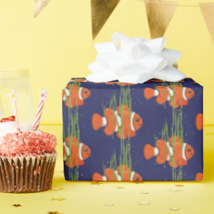 Papel De Presente Peixe-Palha Em Algas E Bolhas