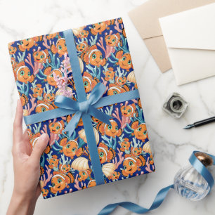 Papel De Presente Peixe palhaço Desenho animado Fofo Família Subaquá