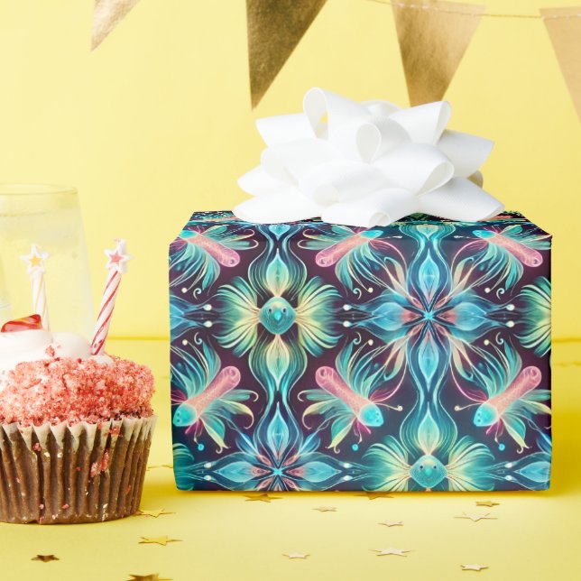 Papel De Presente PEIXE ~ PINK BLUE BLUE BLACK Shades ~ (Festa de aniversário)