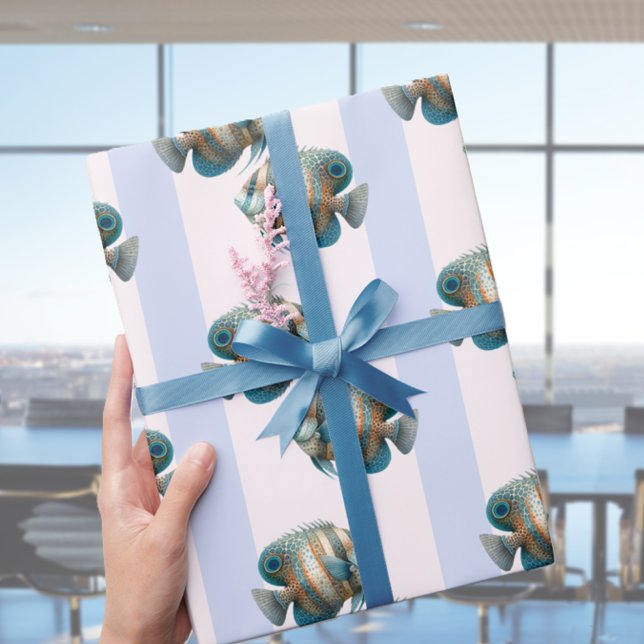 Papel De Presente Peixe tropical de luxo elegante moderno (Modern Elegant Tropical Fish Wrapping Paper)