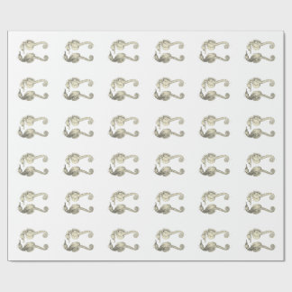 Papel De Presente Peixes da ciência NZ do vintage - cavalos de mar