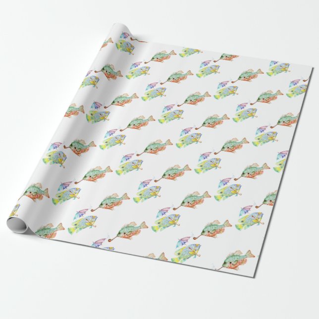 Papel De Presente Peixes - Dois Impressão de Arte de Peixe com pintu (Desenrolado)
