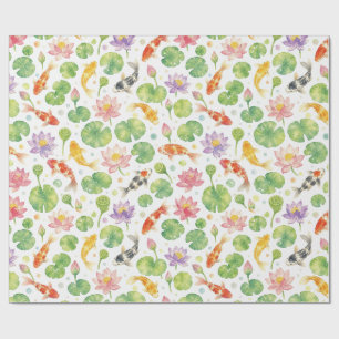 Papel De Presente Peixes koi e lótus