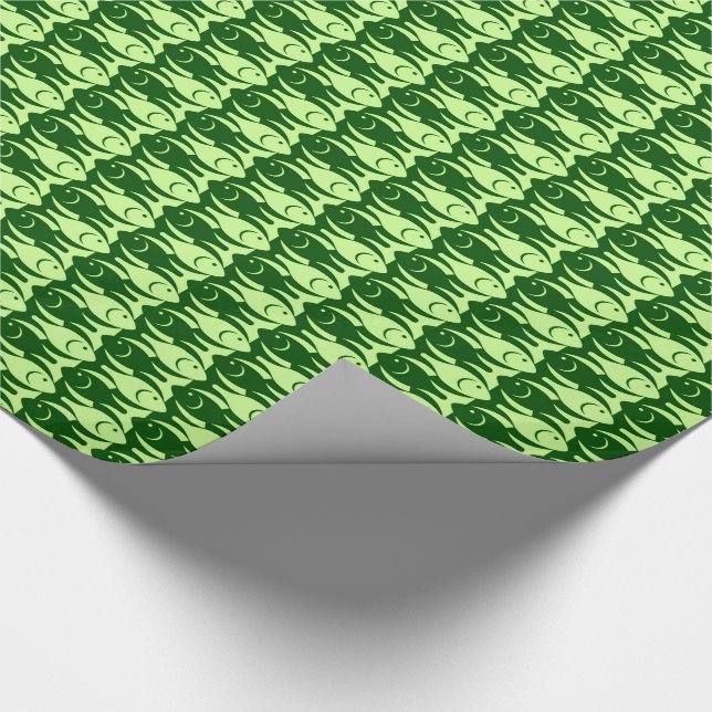 Papel De Presente Peixes, limão e verde escuro modernos do meio (Ponta)