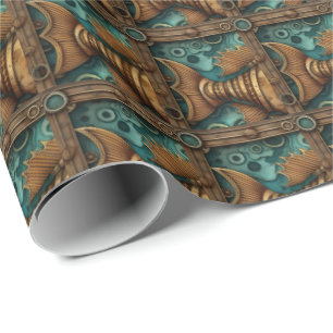 Papel De Presente Peixes Steampunk 1 de 3 PP 574