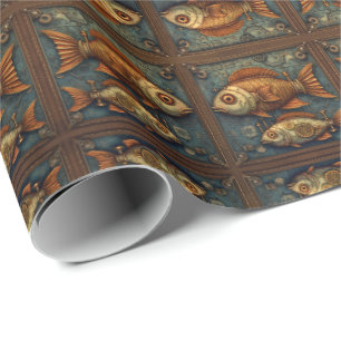 Papel De Presente Peixes Steampunk 3 de 3 PP 572
