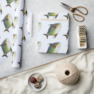 Papel De Presente Peixes Tropicais Opaques, Animais Aquáticos Marinh