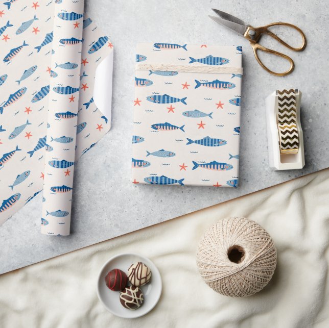 Papel De Presente Peixinhos (Artesanato)