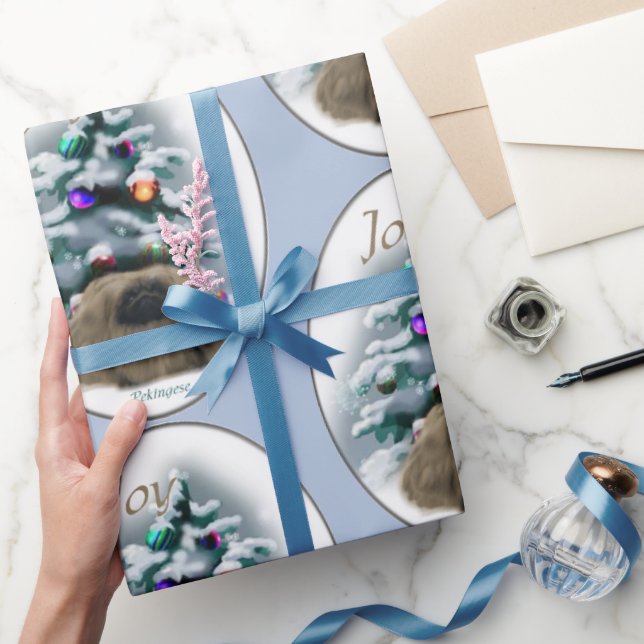 Papel De Presente Pekingese Christmas (Presentear)