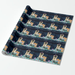 Papel De Presente Pekingese Dog Halloween Truck Noite Assustadora