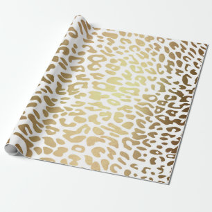 Papel De Presente Pele branca Vip do safari do leopardo dourado