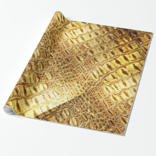 Papel De Presente Pele Brown Dourado brilhante do crocodilo do